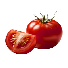 Fresh red tomato isolated on transparent background, fresh vegetable 