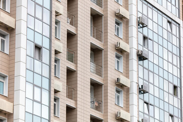 Glass walls of an air-conditioned building as a background