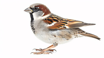 Sparrow on a white background. Isolated close-up