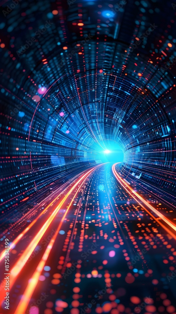 Poster abstract digital data tunnel background