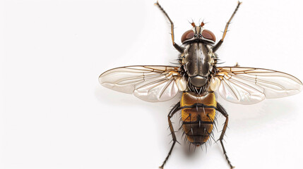 Macro of a fly isolated on a white background