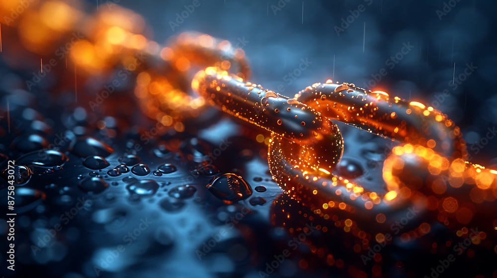 Poster blockchain concept canvas with tech symbols