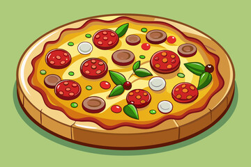 Hot Pizza Color Vector Illustration Food