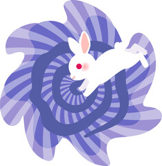 渦の中へ飛び込むウサギ、ウサギの穴