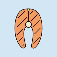 Salmon meat vector icon. Barbecue and bbq grill