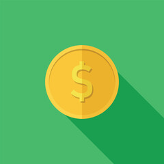 Dollar coin currency flat design vector illustrator