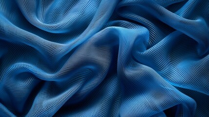 Naklejka premium Gradient Blue Fabric with Soft Waves and Delicate Mesh-Like Texture