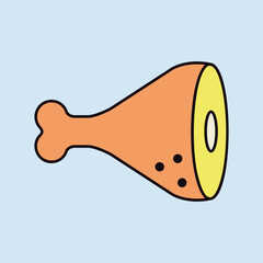 Pork gammon vector icon. Barbecue and bbq grill
