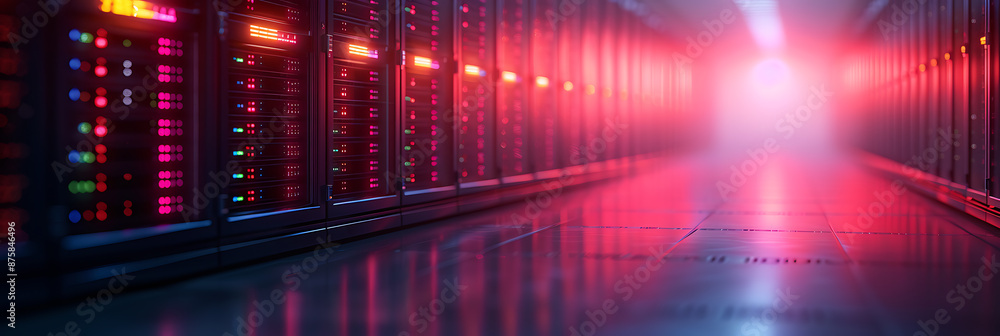 Poster high-tech server racks against minimalistic background