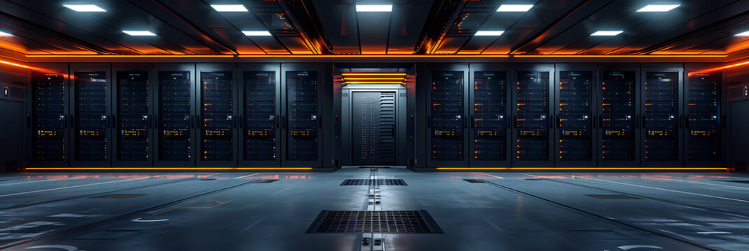 High-Tech Server Racks in Minimalistic Background