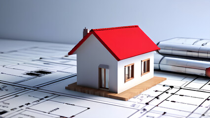 Mini dream home! A small 3D model shows the layout of a house plan