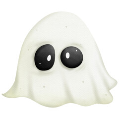 Ghosts cartoon in Halloween day watercolor so cute