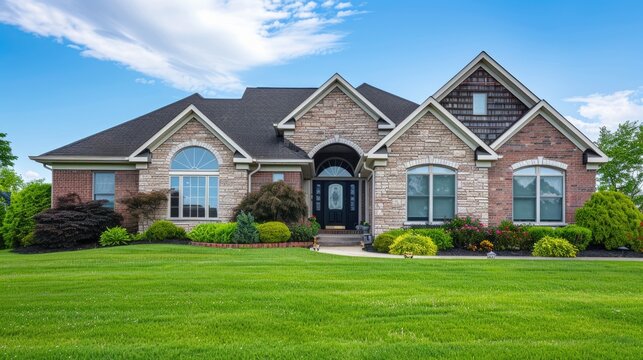 a nice home with grass and bushes