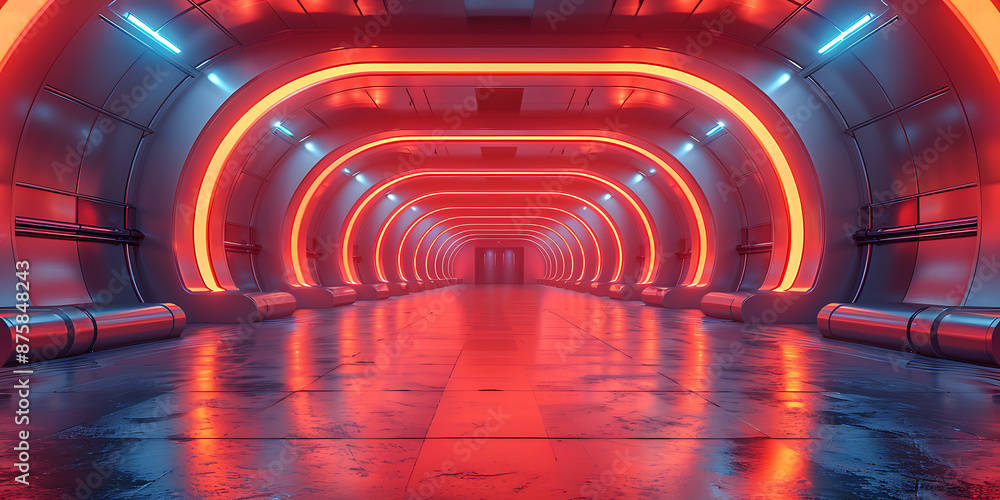 Poster realistic virtual reality canvas with technological backdrop
