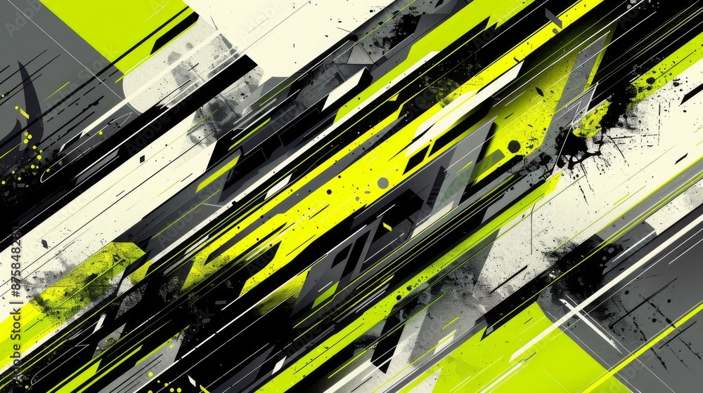 Poster abstract geometric shapes and lines with a splash of color