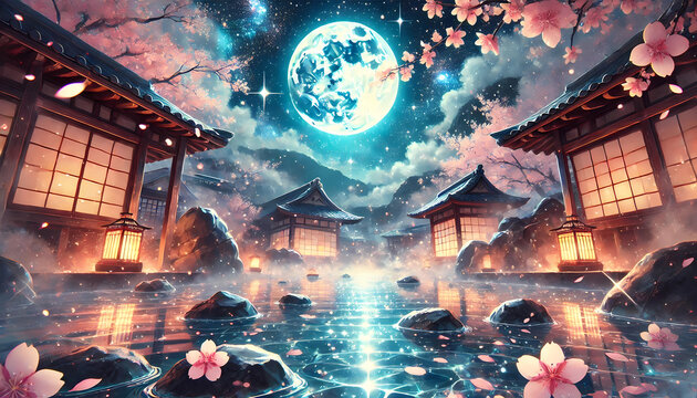月 夜桜」の写真素材 | 25,180件の無料イラスト画像 | Adobe Stock
