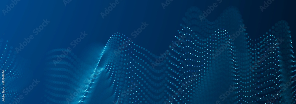 Poster digital landscape with dots and lines. cyberspace grid. background concept for your design. 3d