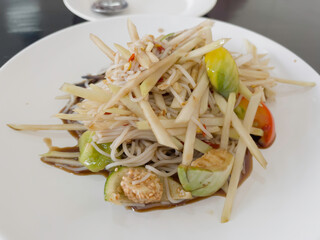 Thai papaya salad hot and spicy mixed from variety of vegetable