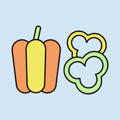 Fresh peppers sliced vector icon. Vegetable symbol
