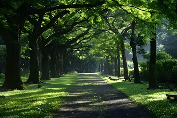 Obraz premium The path in the middle of the forest