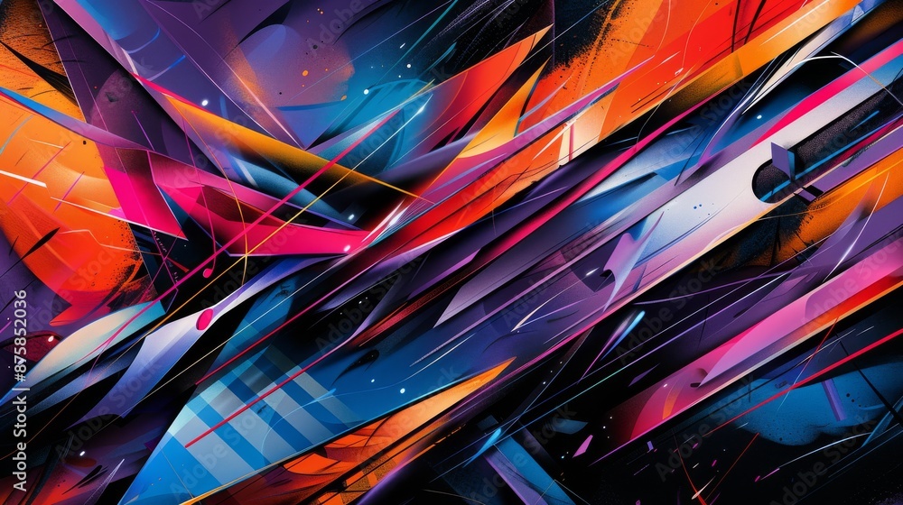 Poster abstract graffiti explosion of color and dynamic energy