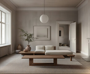 modern japandi living room interior