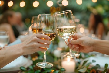 Toasting with Wine at a Romantic Dinner
