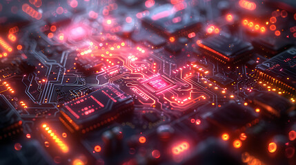 Abstract Tech Landscape: Neon Futuristic Cityscape