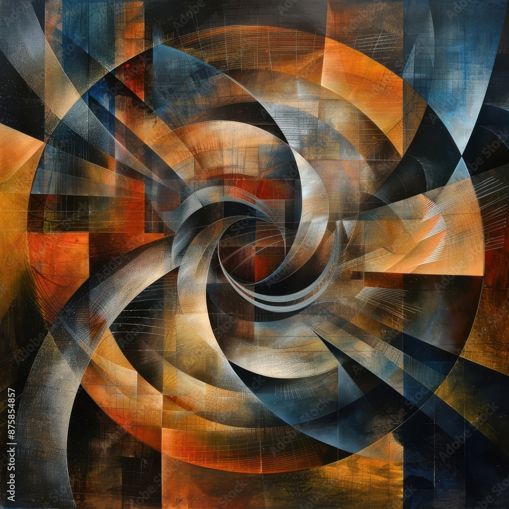 Poster Abstract art combining statistical facts with probability curves, [statistical facts], [probability curves]