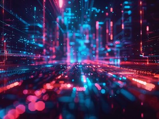 Obraz premium Abstract glowing lines on dark background for futuristic design inspiration.