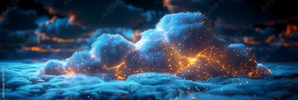 Poster cloud computing landscape - unique stylized background