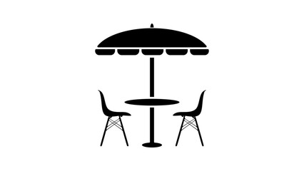 Terrace for Outside dining , black isolated silhouette