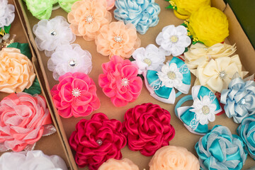 Hair pins. Hair bands. Bows to decorate hairstyle.