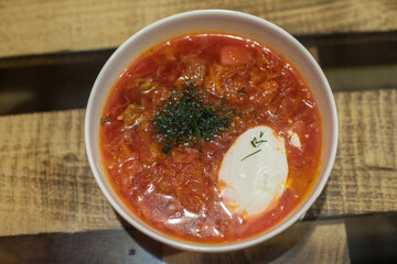 Food in restaurant. Delicious dish in white plate. Dinner on plate.