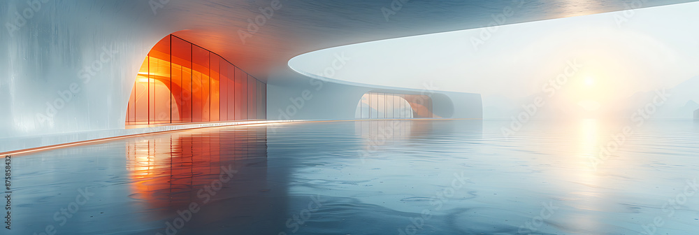 Poster technical illustration: empty canvas with technology elements