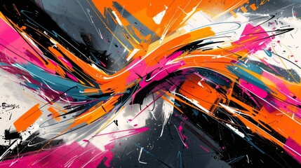 Abstract Art with Bright Colors and Bold Strokes
