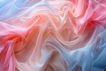 Obraz premium Abstract Colorful Fabric Background with Soft Gradient Waves in Pink, Blue, and Peach Tones