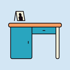 Desk vector icon. Office desk sign