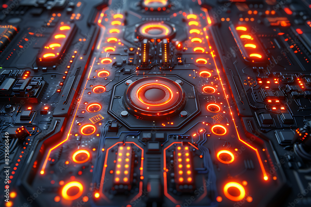 Aufkleber realistic tech illustrations on empty canvas set