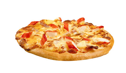 Ham&Crab Sticks pizza on isolated