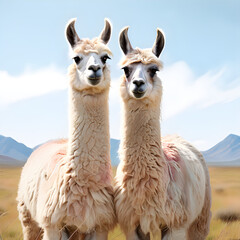 Fototapeta premium alpaca in the fields