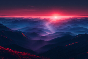 Serene Sunset Mountain Banner Design