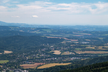 Scenic landscape of northern Czech republic, view from the peak of Jested mountain near Liberec