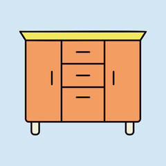 Bedside dresser vector icon. Chest of drawer sign