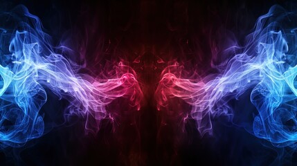 Abstract Smoke Swirls in Blue and Red