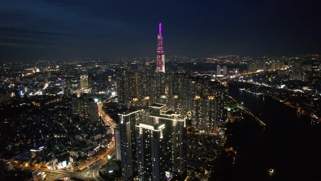 Aerial view of Ho Chi Minh city or Saigon, in Vietnam