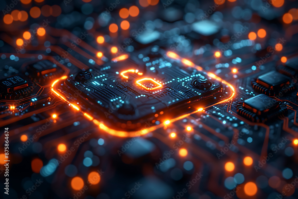 Poster vibrant cyber security background with abstract elements