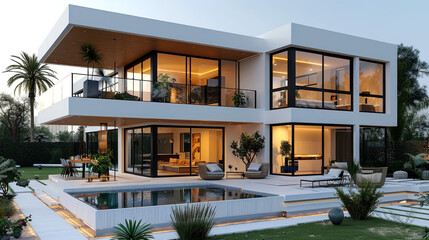 Fototapeta premium 3D rendering minimalist house style modern