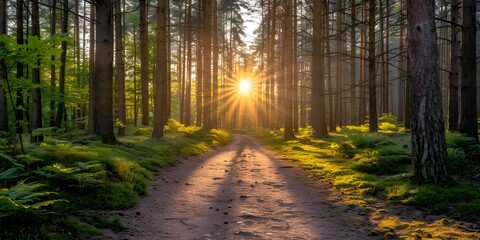 Obraz premium The sun shines through the forest