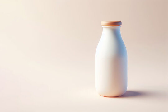 A bottle of milk on a clean background. Space for text.